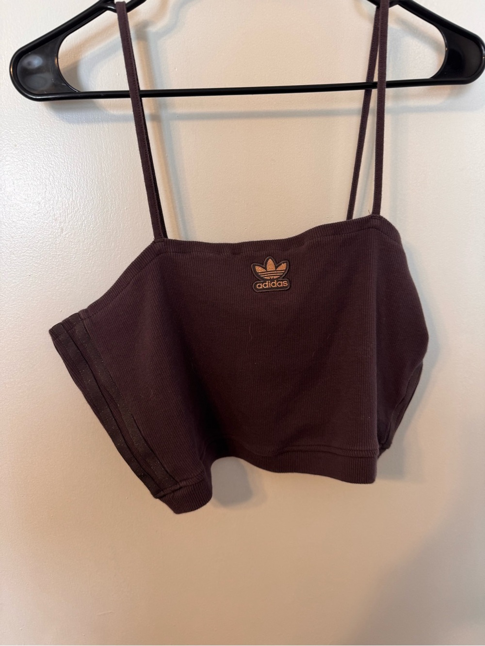 adidas women’s Brown Ribbed Crop Tank Top